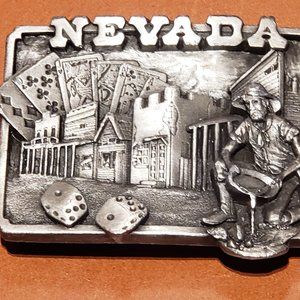 Nevada Pewter Belt Buckle - Vintage 1982